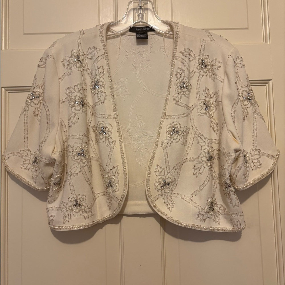 Vintage Women’s Beaded Cardigan embellished sparkle formal short sleeve cardigan
